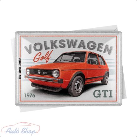 Nostalgic-Art Retro fém képeslap, 10 x 14 cm, VW Golf - GTI 1976 - Volkswagen ajándékötlet, eredeti licenctermék (OLP), fém képeslap, mini fémtábla üdvözlőkártyaként