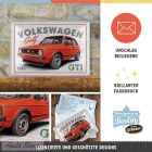 Nostalgic-Art Retro fém képeslap, 10 x 14 cm, VW Golf - GTI 1976 - Volkswagen ajándékötlet, eredeti licenctermék (OLP), fém képeslap, mini fémtábla üdvözlőkártyaként