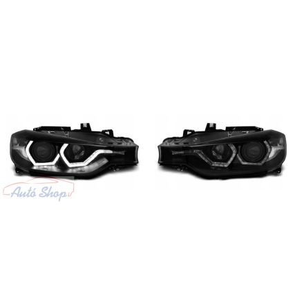 BMW F30 Limuzin , F31 Touring Fekete ANGEL EYES LED DRL Első Lámpa szett  2011.10-2015.05