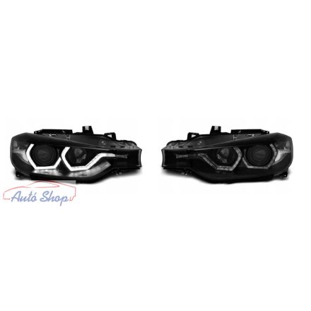 BMW F30 Limuzin , F31 Touring Fekete ANGEL EYES LED DRL Első Lámpa szett  2011.10-2015.05