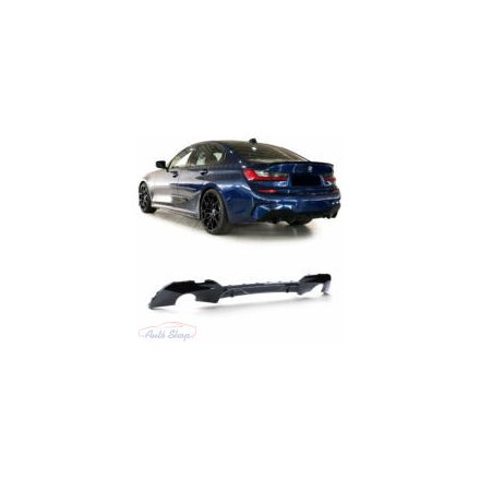 BMW G20 M-packet hátsó lökhárítóba M Performance stílusú lakkozott fekete műanyag diffúzor kétoldali 1csöves