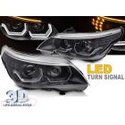 BMW E60 E61 03-07 Angel Eyes LED 3D Fekete ELső lámpa