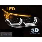 BMW E60 E61 03-07 Angel Eyes LED 3D Fekete ELső lámpa