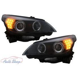   BMW E60 , E61 2003-2007 Fekete CCFL ANGEL EYES LED , Halogén Első Lámpa Pár F10 Optik