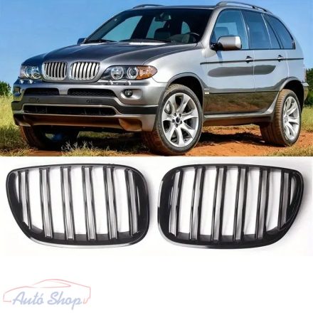 BMW E53 X5 2003-2006 lci fényes fekete hűtőrács vese Dupla lamellás M4 style