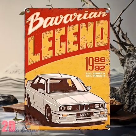 BMW Legend BMW FALI FÉMPLAKÁT FÉM TÁBLA 30X20CM   BMW szerelmeseinek, Autórajóngóknak Klasszikus Autó Illusztrációval