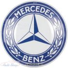MERCEDES BENZ Nostalgic Art 25105 MERCEDES BENZ - Garázstábla Fémplakát Fém Tábla 35 cm FÉM KÖR TÁBLA MERCEDES BENZ szerelmeseinek, Autórajóngóknak