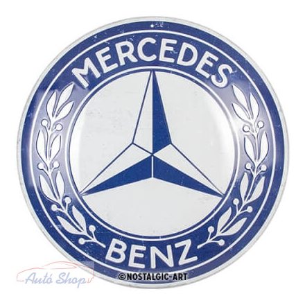 MERCEDES BENZ Nostalgic Art 25105 MERCEDES BENZ - Garázstábla Fémplakát Fém Tábla 35 cm FÉM KÖR TÁBLA MERCEDES BENZ szerelmeseinek, Autórajóngóknak