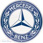 MERCEDES BENZ Nostalgic Art 25105 MERCEDES BENZ - Garázstábla Fémplakát Fém Tábla 35 cm FÉM KÖR TÁBLA MERCEDES BENZ szerelmeseinek, Autórajóngóknak