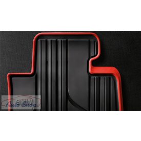   Gyári BMW F30 F31 F34 F80 Allweather tépőzáras fekete-piros "sport" első gumiszőnyeg szett 51472219800