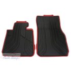 Gyári BMW F30 F31 F34 F80 Allweather tépőzáras fekete-piros "sport" első gumiszőnyeg szett 51472219800