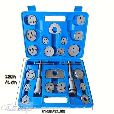 Féknyereg összenyomó készlet 22 db-os tárcsafék-szerszámkészlet – Nehézgépészeti szénacél dugattyús féknyereg-kompresszor és visszatekerő készlet fékbetét cseréhez