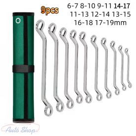   Profi minőségű 9 részes csillag-villás kulcs készlet, többfunkciós kulcs készlet 6-19mm Nehézterhelésű 9 db-os Csatoskulcs Készlet, Tükörfényes Felületű