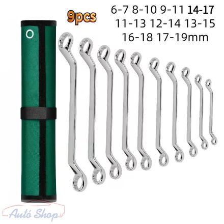 Profi minőségű 9 részes csillag-villás kulcs készlet, többfunkciós kulcs készlet 6-19mm Nehézterhelésű 9 db-os Csatoskulcs Készlet, Tükörfényes Felületű