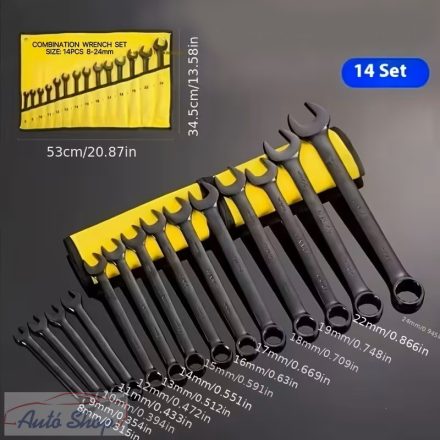 XTousen Ipari Minőségű Ultra vékony  minőségű 14 részes csillag-villás kulcs készlet, Kombinált Kulcskészlet , többfunkciós villáskulcs készlet 8-24mm 