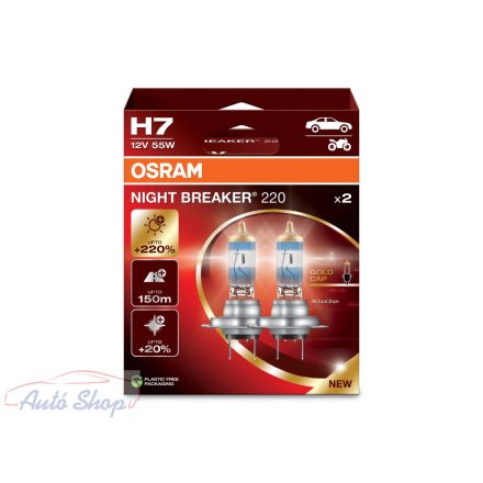 Osram Night Breaker 220 H7 +220% halogén izzó DUO BOX 64210NB220-2HB