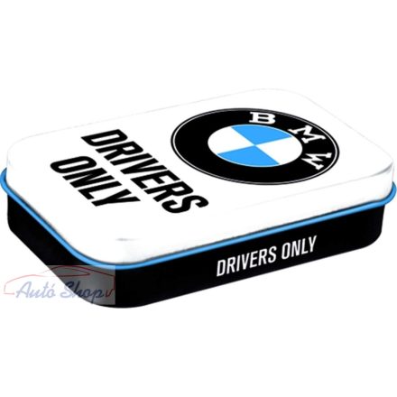 BMW Drivers only - fehér - fém cukorkás doboz fémdoboz (40g) BMW szerelmeseinek, Autórajóngóknak