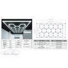 Hexagon méhsejt mennyezeti lámparendszer, 3.94 x 2.29 m , szabályozható fényerővel , Műhely Világítás Rendszer