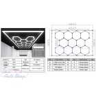 Hexagon méhsejt mennyezeti lámparendszer, 4,02 x 2,91 m, szabályozható fényerővel , Műhely Világítás Rendszer
