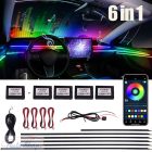 LED Ambient Tuning Lights  6 az 1-ben autóbelső akril vezetőszálas csík RGB 64 színben 