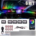 LED Ambient Tuning Lights  6 az 1-ben autóbelső akril vezetőszálas csík RGB 64 színben 
