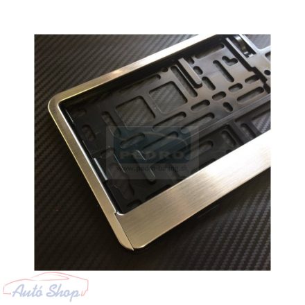 Rendszámtábla tartó, Rendszámtábla keret szálcsiszolt alumínium - ezüst