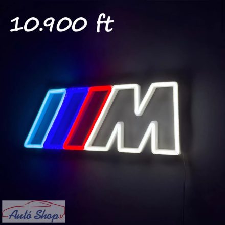 BMW M neonreklám,  autós LED neon éjszakai lámpa,  BMW GARAGE BMW - Garázstábla  40 x 15 cm