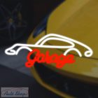 Autószerelő műhely LED tábla  neonreklám dekoráció , autós LED neon éjszakai lámpa,  BMW GARAGE - Garázstábla  42 x 16,7 cm