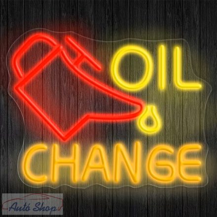 Autószerelő műhely LED tábla "Olajcsere" neonreklám dekoráció , autós LED neon éjszakai lámpa,  BMW GARAGE - Garázstábla  32 x 25 cm