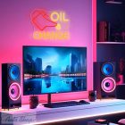 Autószerelő műhely LED tábla "Olajcsere" neonreklám dekoráció , autós LED neon éjszakai lámpa,  BMW GARAGE - Garázstábla  32 x 25 cm