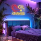 Autószerelő műhely LED tábla "Olajcsere" neonreklám dekoráció , autós LED neon éjszakai lámpa,  BMW GARAGE - Garázstábla  32 x 25 cm