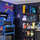 Autószerelő műhely LED tábla  neonreklám dekoráció , autós LED neon éjszakai lámpa,  BMW GARAGE - Garázstábla  27 x 31,5 cm