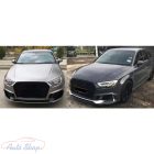 Audi A3 (8V) Facelift RS3 Design Komplett Első Bodykitt Lökhárító szett Fényes fekete hűtőráccsal  Évj.: 2016 - 2019