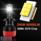 9012(HIR2) LED IZZÓ 200W 60000LM autólámpa  3570 CSP Chip  6000K 12V 24V