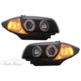  Angel Eyes fényszórók BMW 1-es széria E81 E82 E87 E88 (2004-2011) modellekhez, fekete színben
