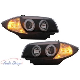   Angel Eyes fényszórók BMW 1-es széria E81 E82 E87 E88 (2004-2011) modellekhez, fekete színben