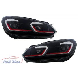   VW Golf 6 VI-hoz  LED-es fényszórók Facelift G7.5 Look Piros  dinamikus szekvenciális kanyarodó lámpákkal 2008-2013