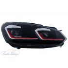 VW Golf 6 VI-hoz  LED-es fényszórók Facelift G7.5 Look Piros  dinamikus szekvenciális kanyarodó lámpákkal 2008-2013
