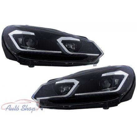 VW Golf 6 VI-hoz  LED-es fényszórók Facelift G7.5 Look Silver  dinamikus szekvenciális kanyarodó lámpákkal 2008-2013