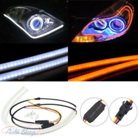   2x 60 cm LED Autó  DRL Nappali Fény Ultra Fehér , Sárga Fényü 