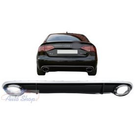   AUDI A4 B8 Limousine Avant 2007-2011 RS4 stílusú utángyártott hátsó diffúzor króm kipufogó végekkel