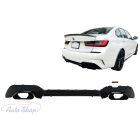 BMW G20/G21 M340i hátsó lökhárítóba M-Performance stílusú lakkozott fekete műanyag diffúzor toldat fekete kipufogóvégekkel