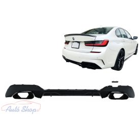   BMW G20/G21 M340i hátsó lökhárítóba M-Performance stílusú lakkozott fekete műanyag diffúzor toldat fekete kipufogóvégekkel