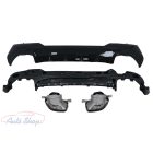 BMW G22 , G23  M440i hátsó lökhárítóba M Performance stílusú lakkozott fekete műanyag diffúzor fekete kipufogóvégekkel