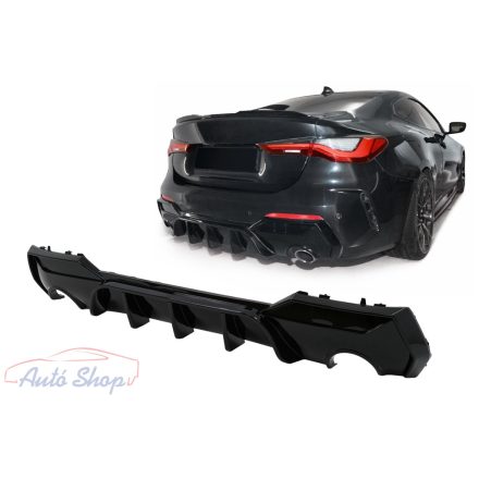 BMW G22 , G23  M440i hátsó lökhárítóba M Performance stílusú lakkozott fekete műanyag diffúzor 