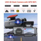 Autós kamera 4K UHD felvétellel, autós kamera DVR, éjjellátó videorögzítő, beépített Wi-Fi, GPS, 24 órás parkolás funkcióval  64gb éjjellátó tolatókamera