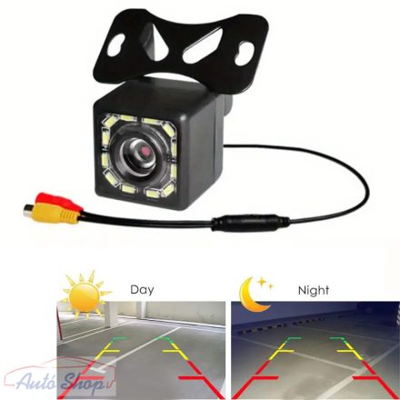 Éjjellátó 12 LED-es Autós HD CCD Első Nézet Szögletű Hátsó Kamera RV Parkolási Segéd, Parkolási segítség,Hátsó látási rendszer,Nagyfelbontású