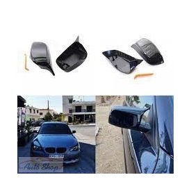   BMW E60, E61 M style visszapillantó tükör borítás, fényes fekete , carbon